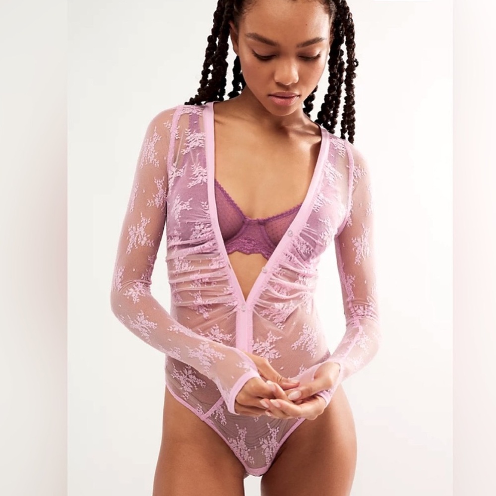 Free People Intimately Lady Lux Bodysuit Pink M